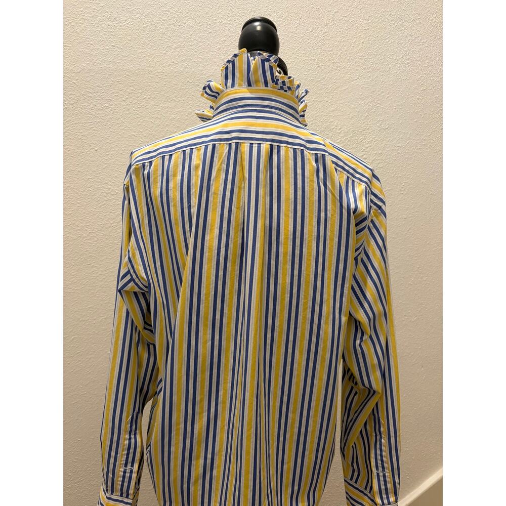 Ralph Lauren Upcycled Ruffle Collar Striped Button Down Shirt 15.5 32/33 - Picture 9 of 9